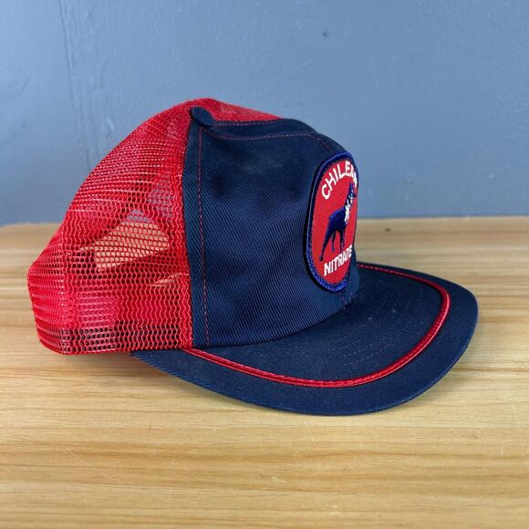 Chilean Nitrate Snapback Cap Hat One Size Fits All Blue & Red Mesh Back - Picture 3 of 7